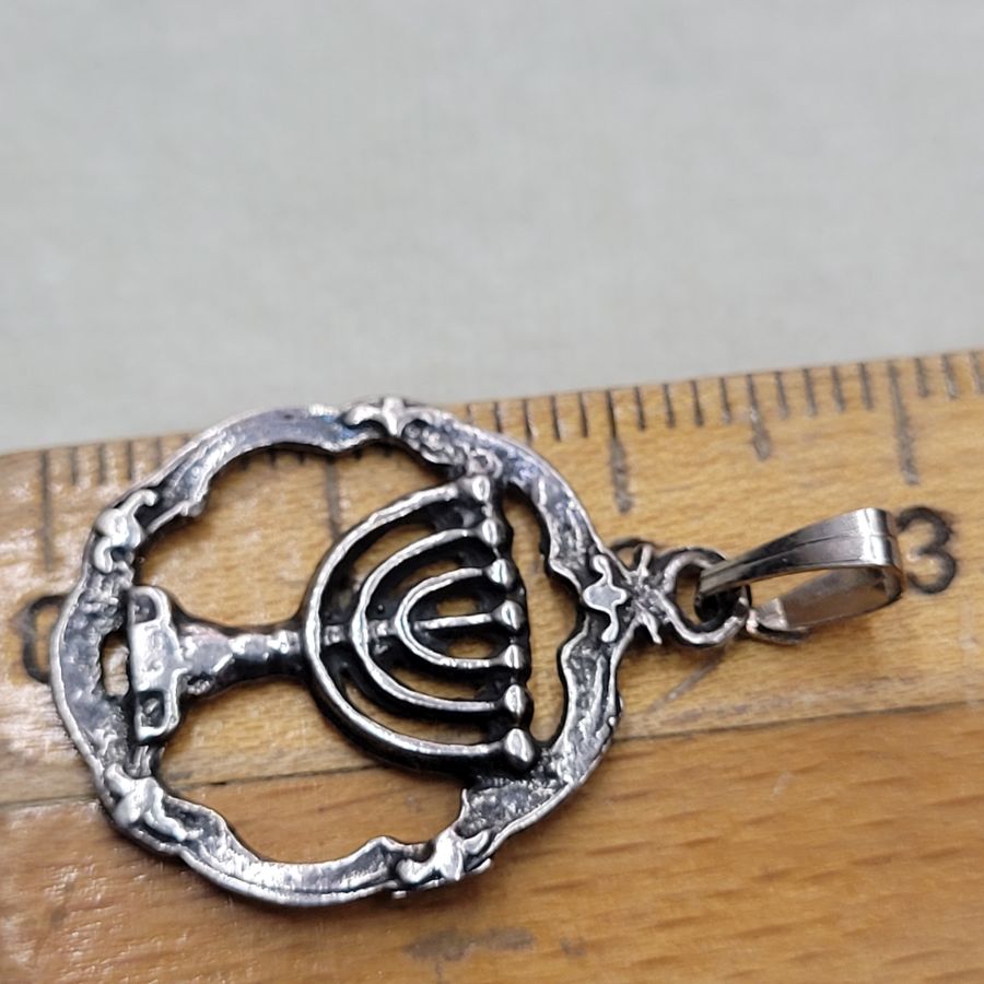 Silver Framed Menorah Pendant - Image 3
