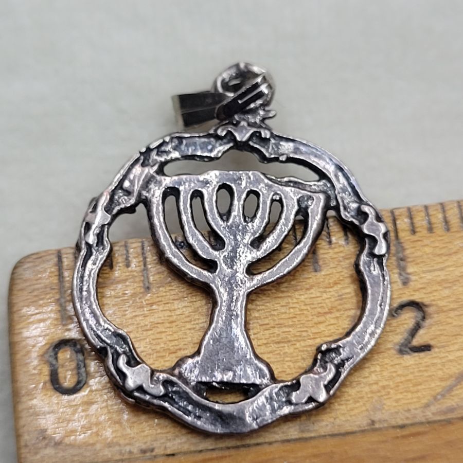 Silver Framed Menorah Pendant - Image 4