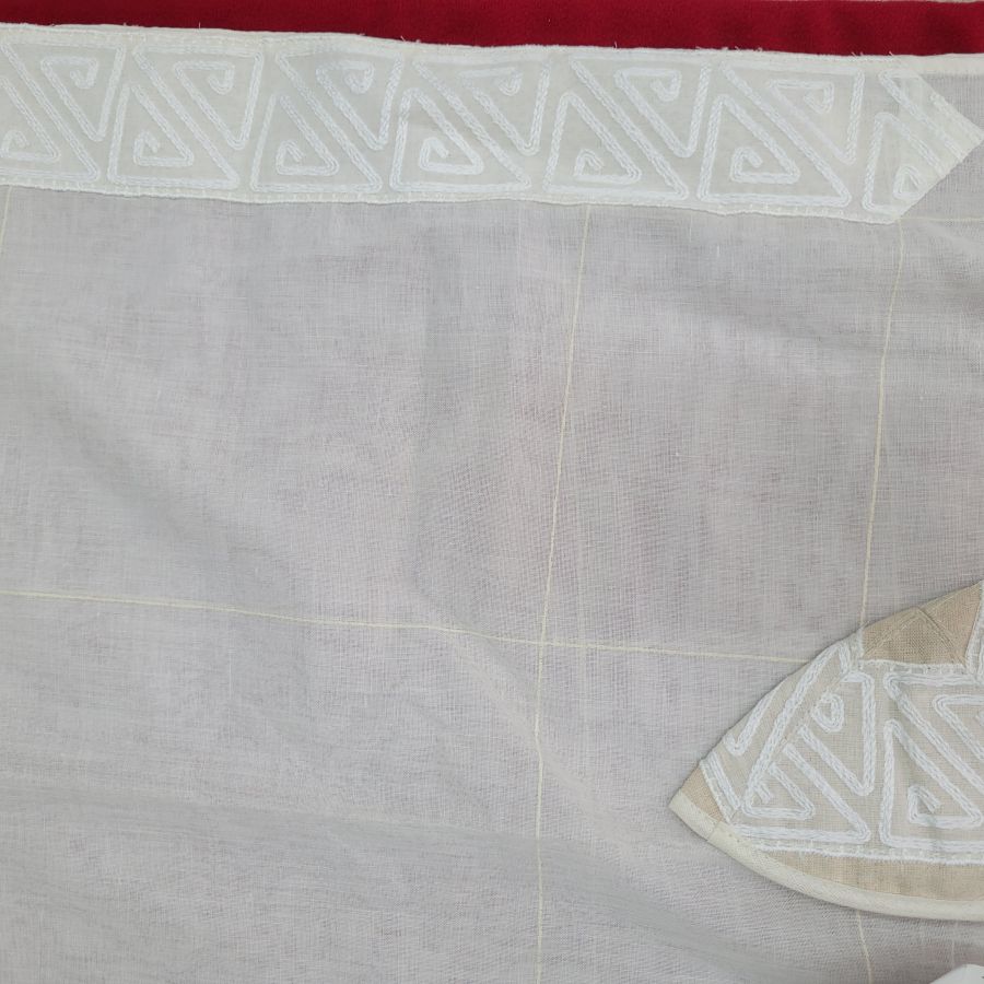 Off white cotton Tallit handmade - Image 7