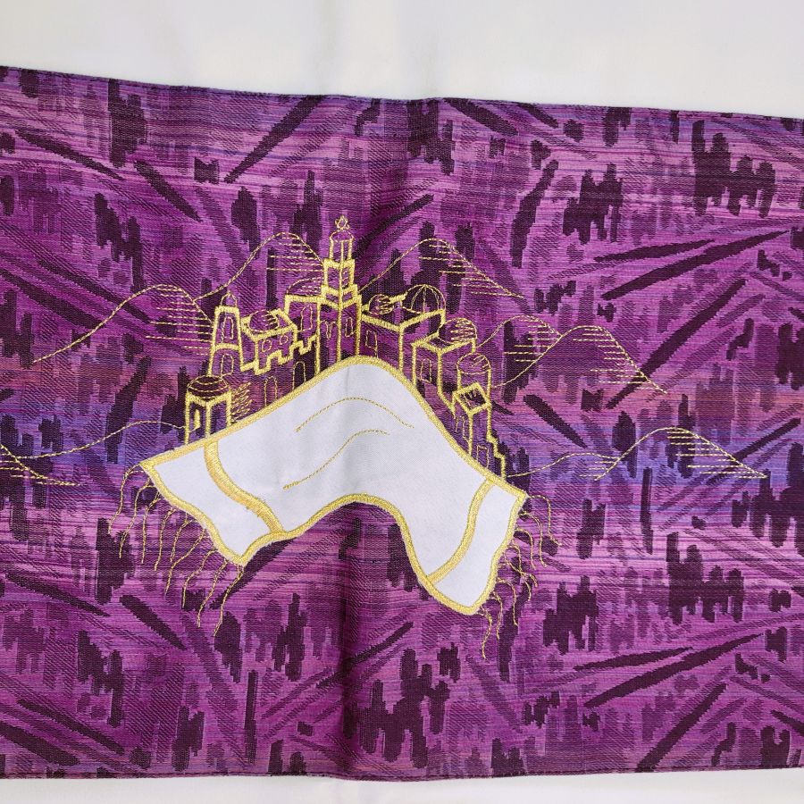 Violet viscose Tallit handmade - Image 5