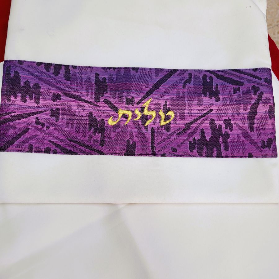 Violet viscose Tallit handmade - Image 6