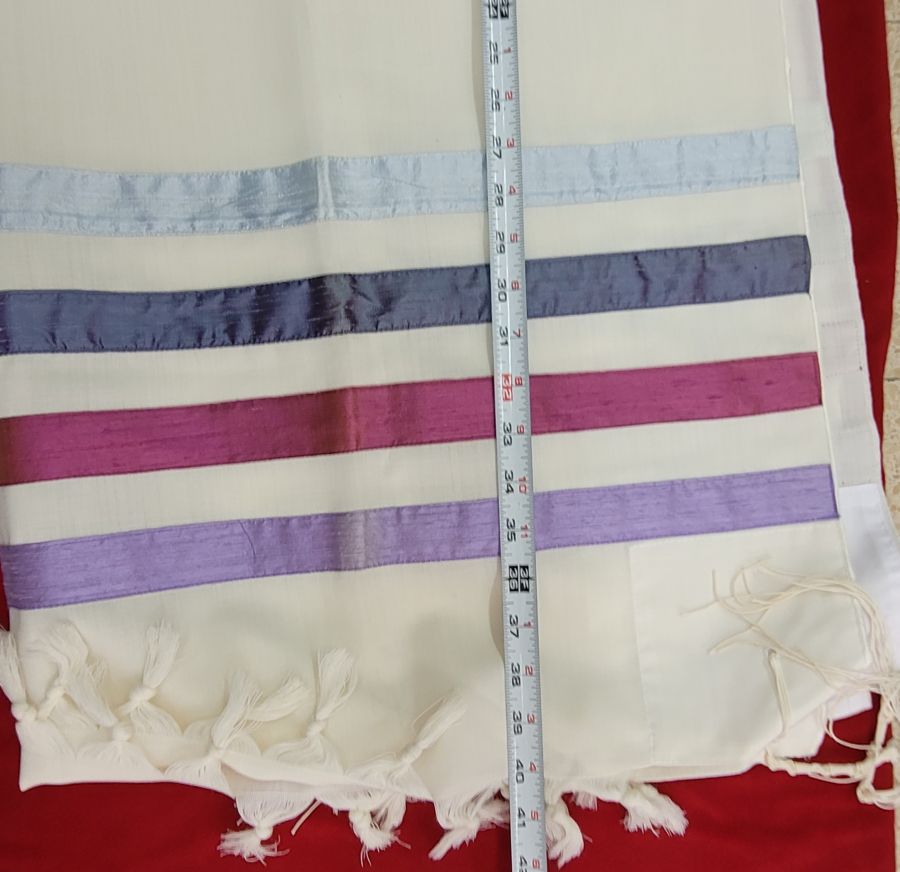 Beige wool Tallit handmade - Image 5