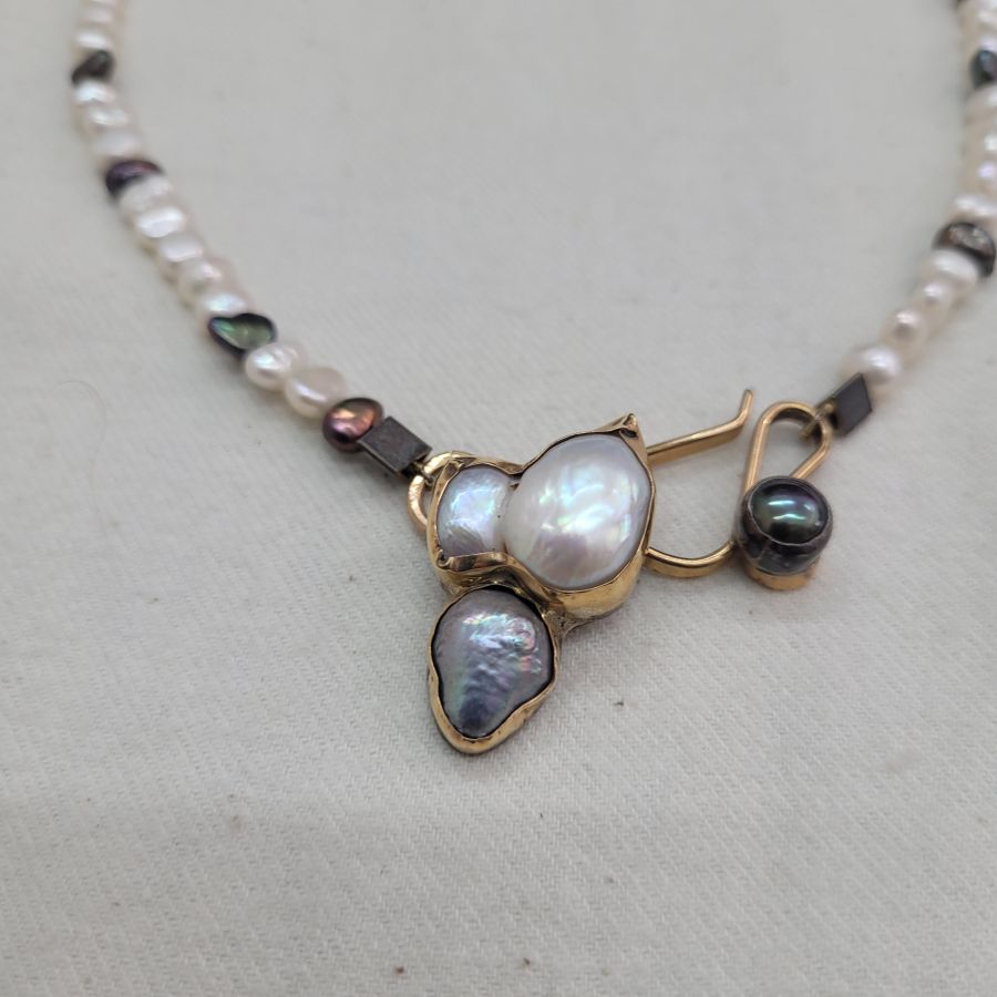 Black white pearl necklace - Image 4