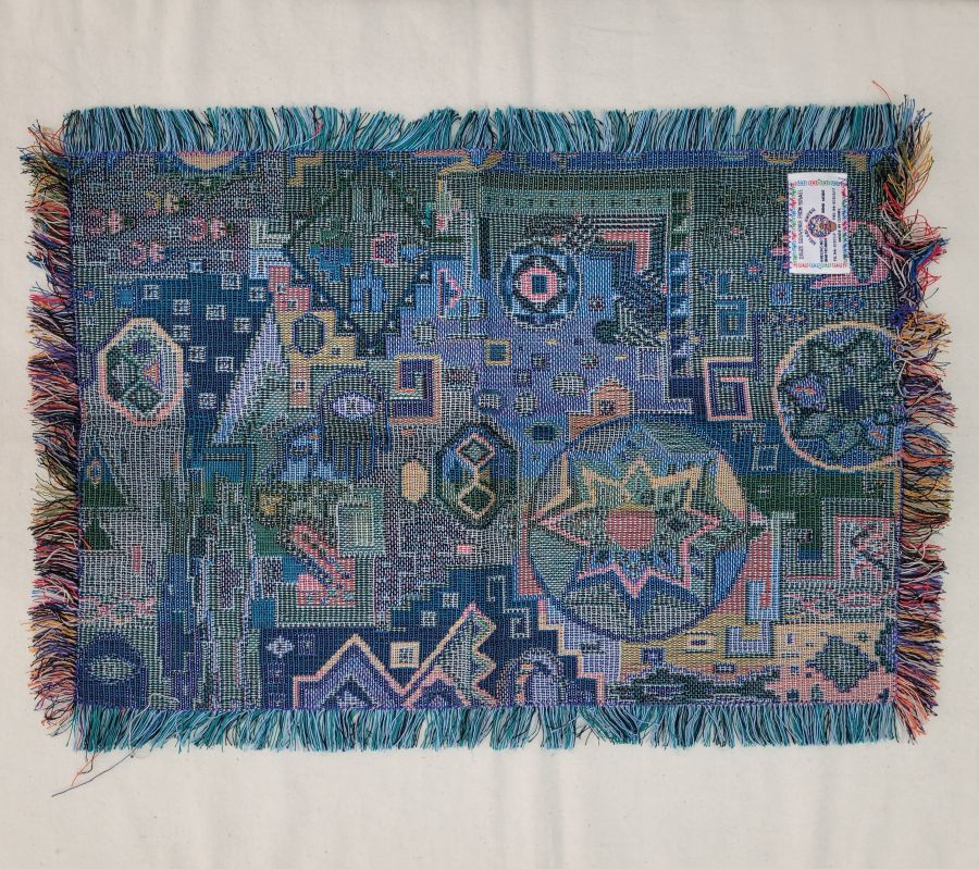 Handmade Druze placemat rectangle blue, where each side is as beautiful because of the different shades of blue colors they have skillfully used.
