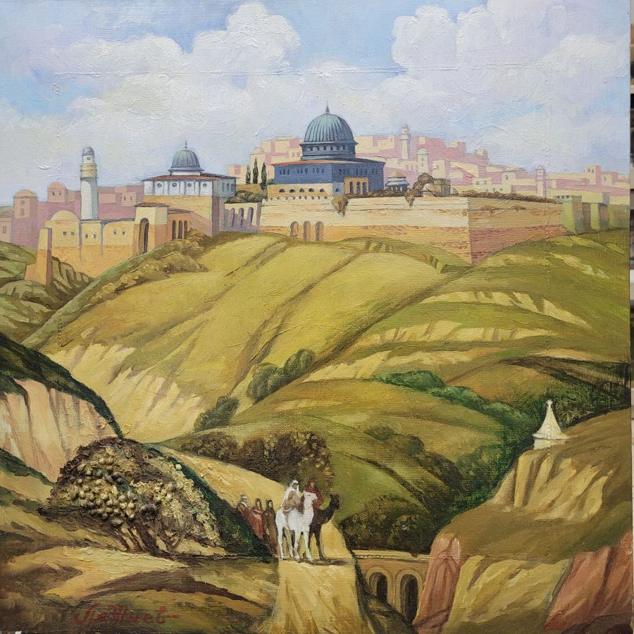 Fine art oil on canvas Oil painting Moriah mountain painted as it was over 100 years ago, painted by . Dimension 50 cm X 50 cm approximately.