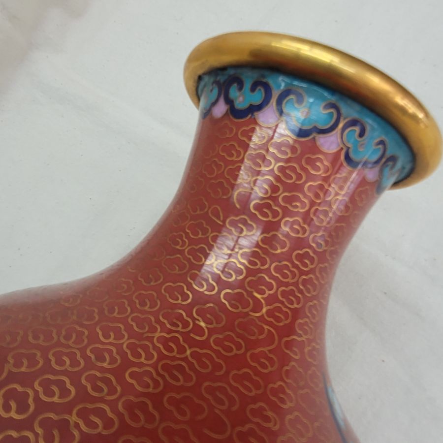 Vintage cloisonné enamel vase - Image 7