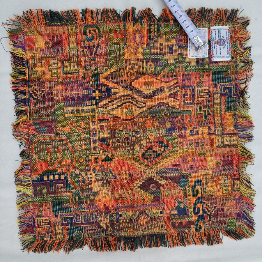 Handmade Druze placemat yellow fish square shape, where each side is as beautiful because of the different shades of yellow.