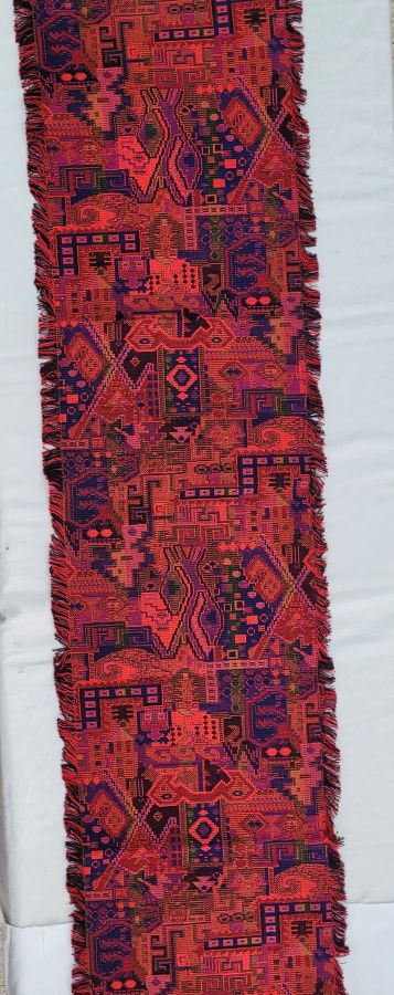 Handmade rectangle red Druze runner , where each side is as beautiful because of the different shades of red and violet colors they have skillfully used.