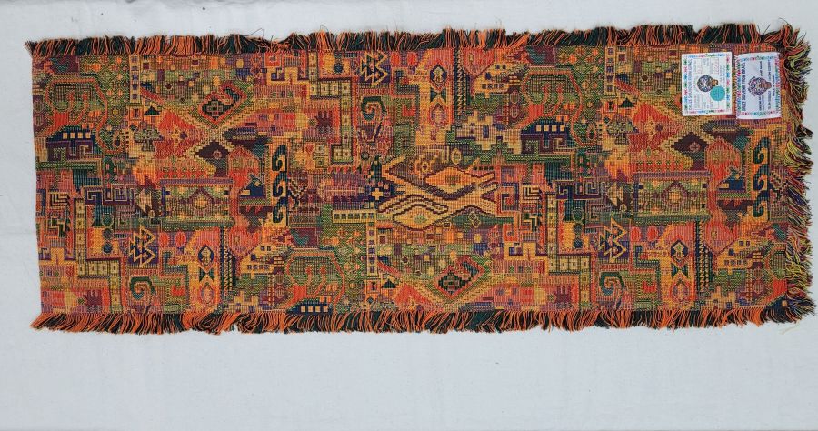 Handmade Druze runner rectangle yellow , where each side is as beautiful because of the different shades of yellow and green colors.