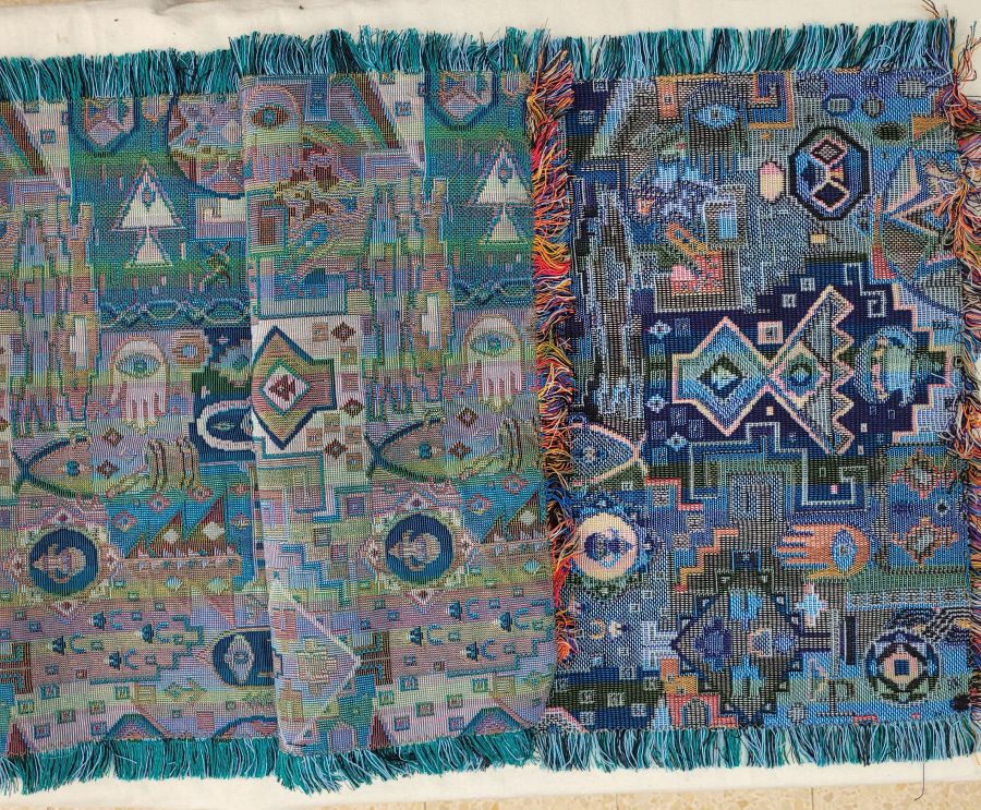 Handmade Druze runner rectangle blue, where each side is as beautiful because of the different shades of blue and violet colors.