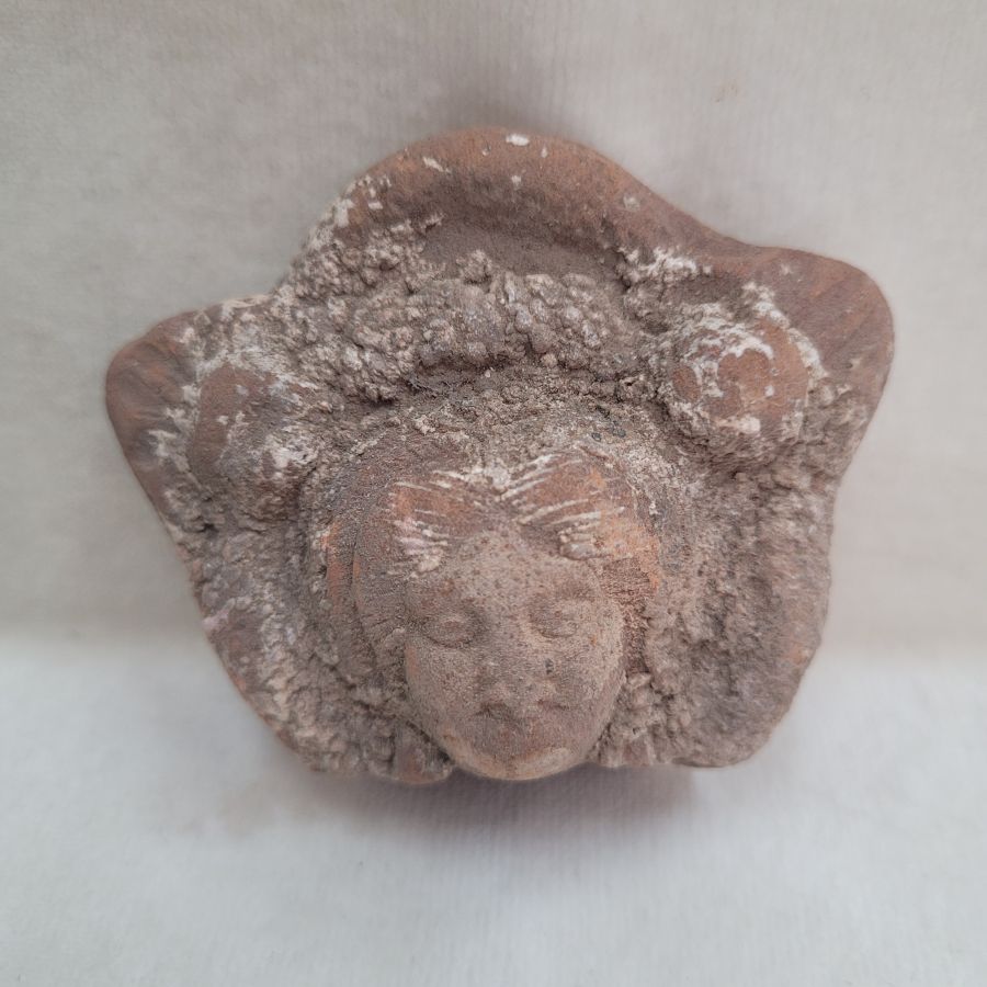 Genuine antique lady Roman head pottery statue symbol of beauty found in Israel 4th century CE. Dimension 7 cm X 6 cm X 3 cm approximately.