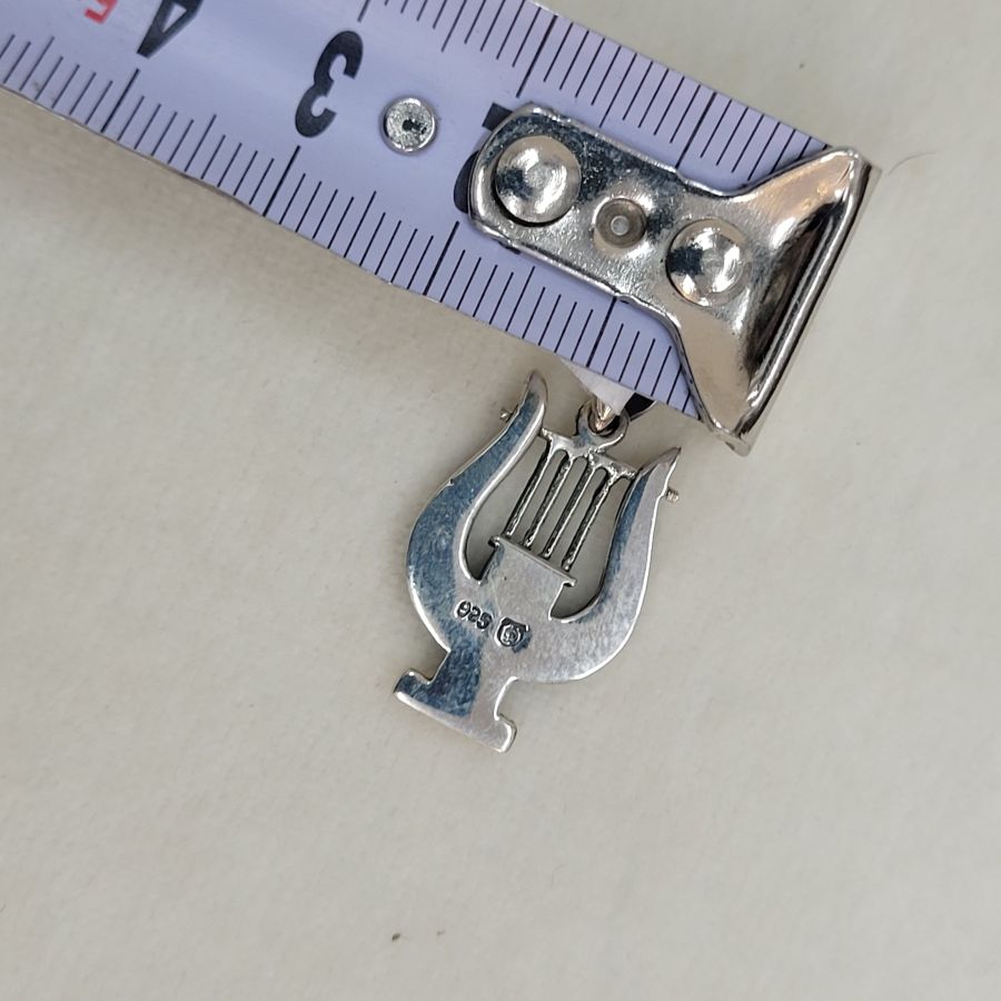 Silver David harp pendant - Image 4