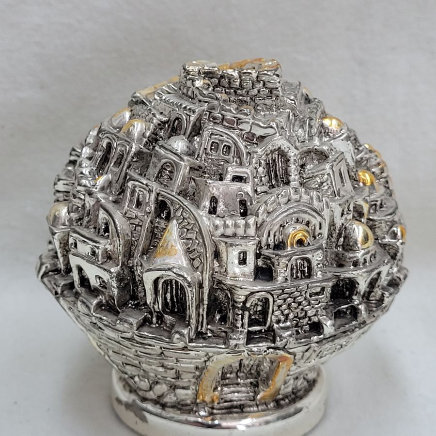 Silver round Jerusalem sculpture - Image 7