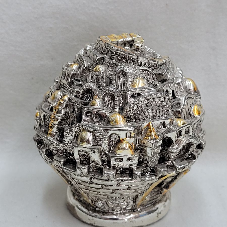 Silver round Jerusalem sculpture - Image 10