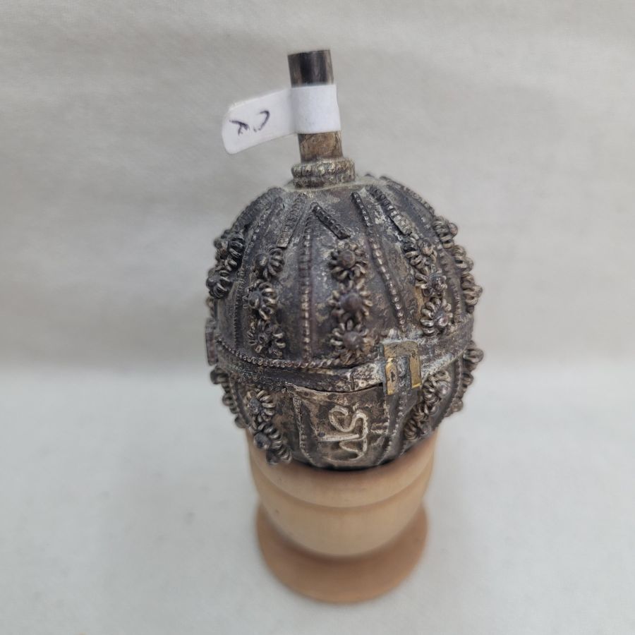 This vintage Yemenite Sevivon Dreidel was made by a Jewish Yemenite silversmith early 20th century it arrived to Israel with the Yemenite Aliyah to Israel.