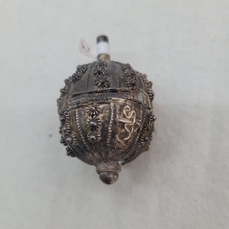 This vintage Yemenite Sevivon Dreidel was made by a Jewish Yemenite silversmith early 20th century it arrived to Israel with the Yemenite Aliyah to Israel.