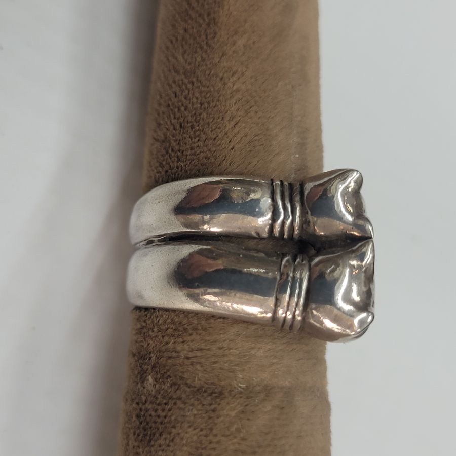 Silver ring two cats - Image 3