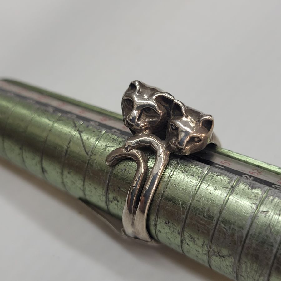 Silver ring two cats - Image 5