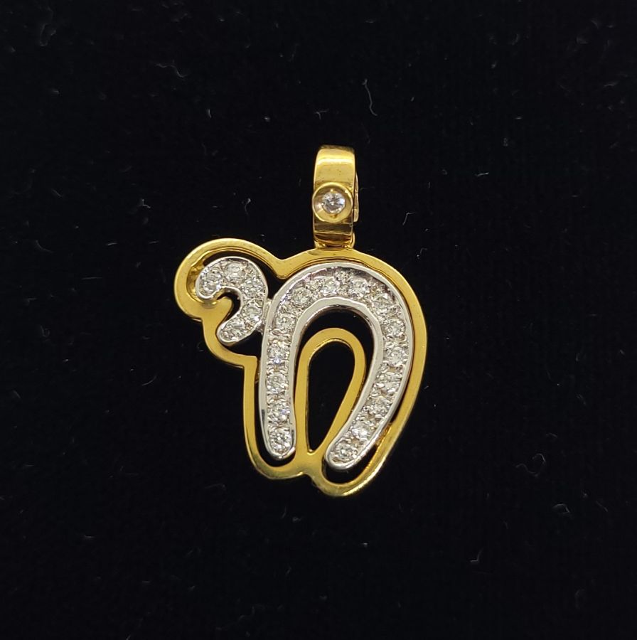 18 carat white and yellow gold Hay set with 21 white diamonds pendant - Image 3