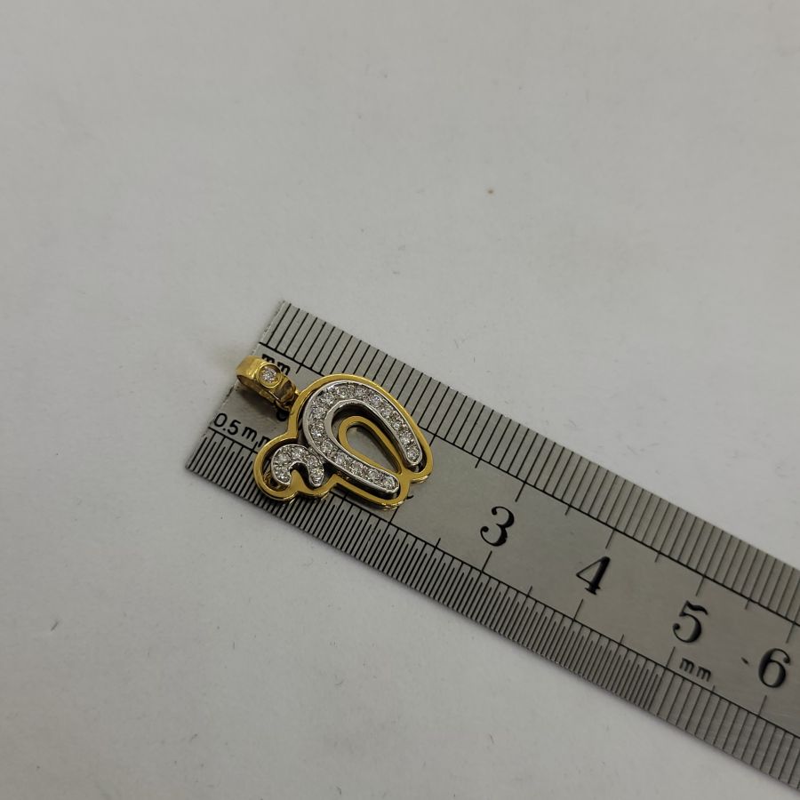 18 carat white and yellow gold Hay set with 21 white diamonds pendant - Image 4