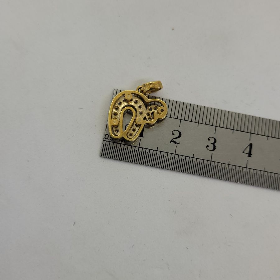 18 carat white and yellow gold Hay set with 21 white diamonds pendant - Image 5