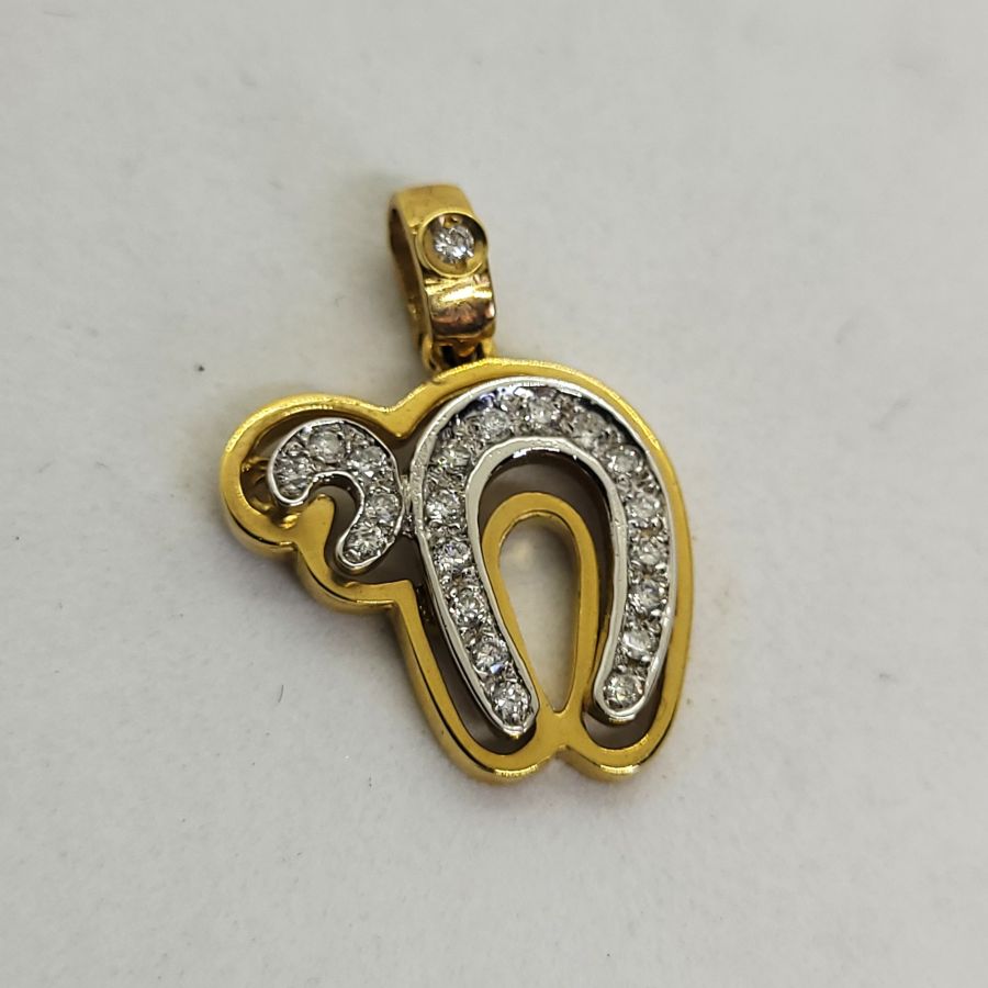 18 carat white and yellow gold Hay set with 21 white diamonds pendant - Image 6